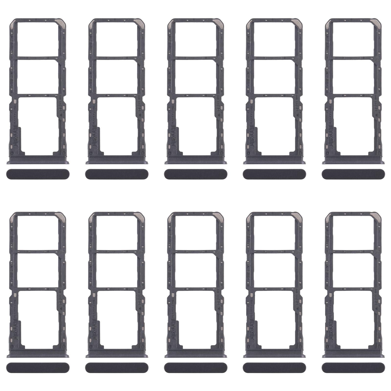 For Realme 11 5G RMX3780 10pcs Original SIM Card Tray + SIM Card Tray + Micro SD Card Tray (Black)
