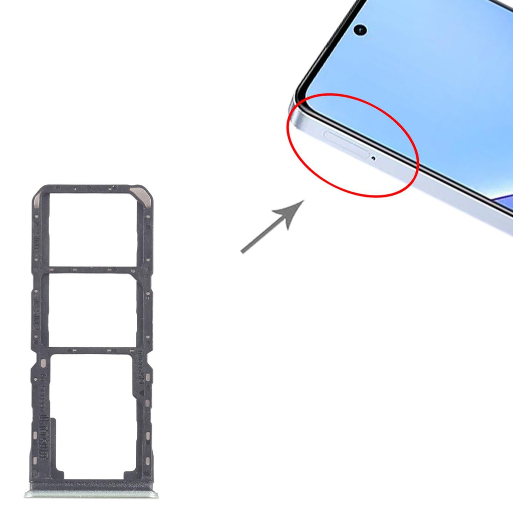 For Realme 11 5G RMX3780 10pcs Original SIM Card Tray + SIM Card Tray + Micro SD Card Tray (Green)