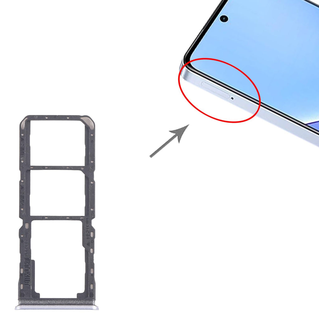 For Realme 11 5G RMX3780 10pcs Original SIM Card Tray + SIM Card Tray + Micro SD Card Tray (Blue)