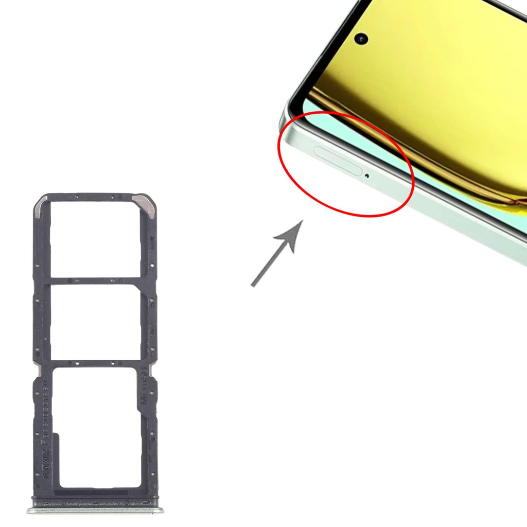 For Realme 12 Lite 4G 10pcs Original SIM Card Tray + SIM Card Tray + Micro SD Card Tray (Light Green)