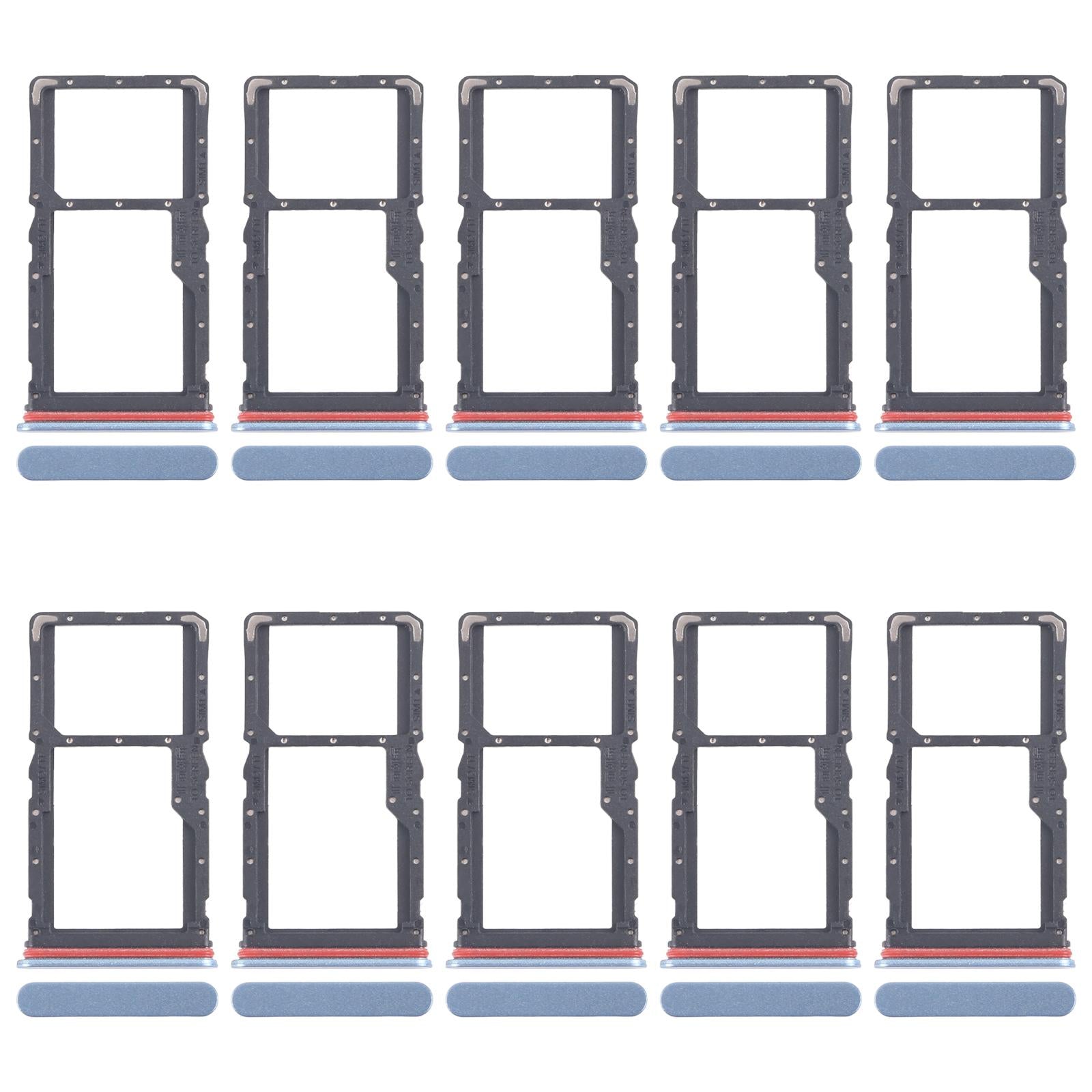 For Realme 10 Pro 5G RMX3663 RMX3660 RMX3661 10pcs Original SIM Card Tray + SIM Card Tray / Micro SD Card Tray (Blue)