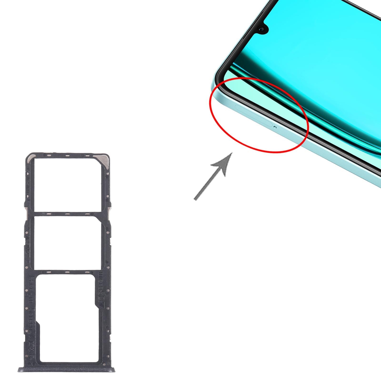 For Realme C51s 10pcs Original SIM Card Tray + SIM Card Tray + Micro SD Card Tray (Black)