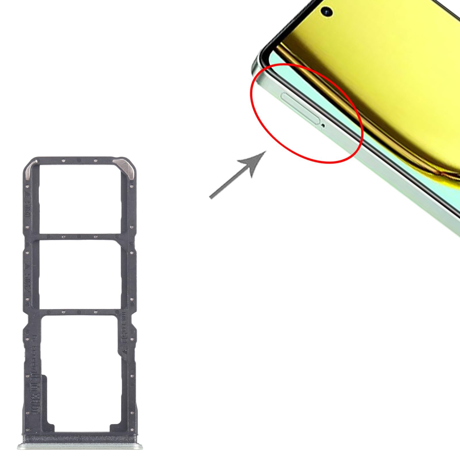 For Realme C67 5G 10pcs Original SIM Card Tray + SIM Card Tray + Micro SD Card Tray (Green)