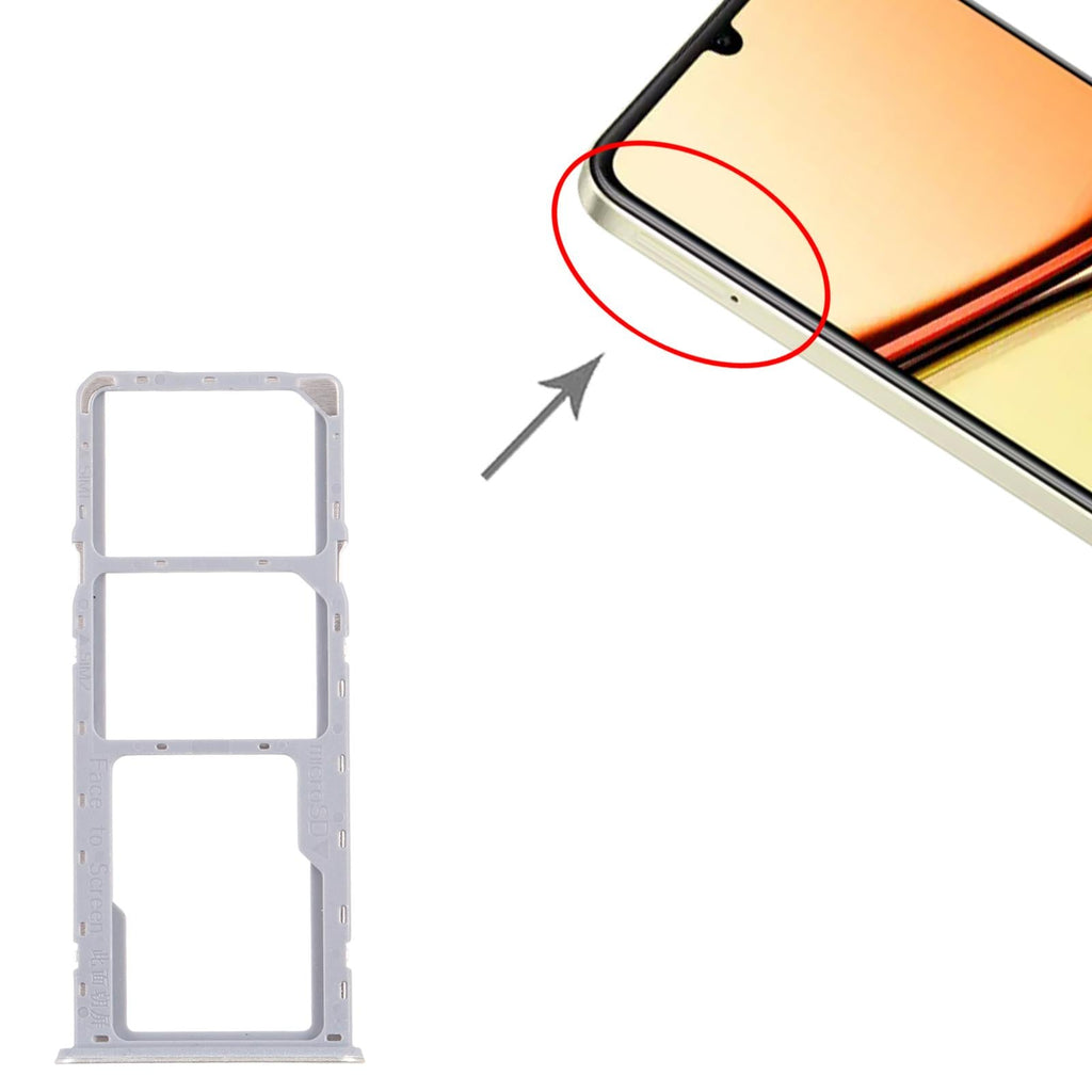 For Realme C61 4G RMX3939 RMX3930 10pcs Original SIM Card Tray + SIM Card Tray + Micro SD Card Tray (Gold)