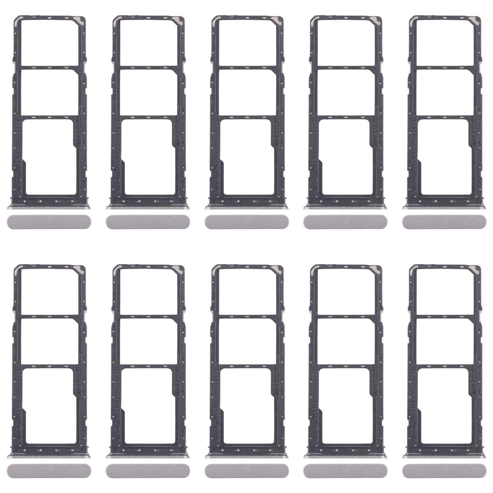 For Realme Narzo C71 4G RMX5303 10pcs Original SIM Card Tray + SIM Card Tray + Micro SD Card Tray (Silver)