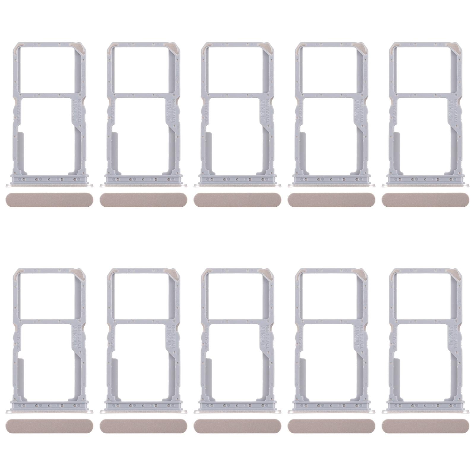 For Realme 14x India 10pcs Original SIM Card Tray + SIM Card Tray / Micro SD Card Tray (Gold)