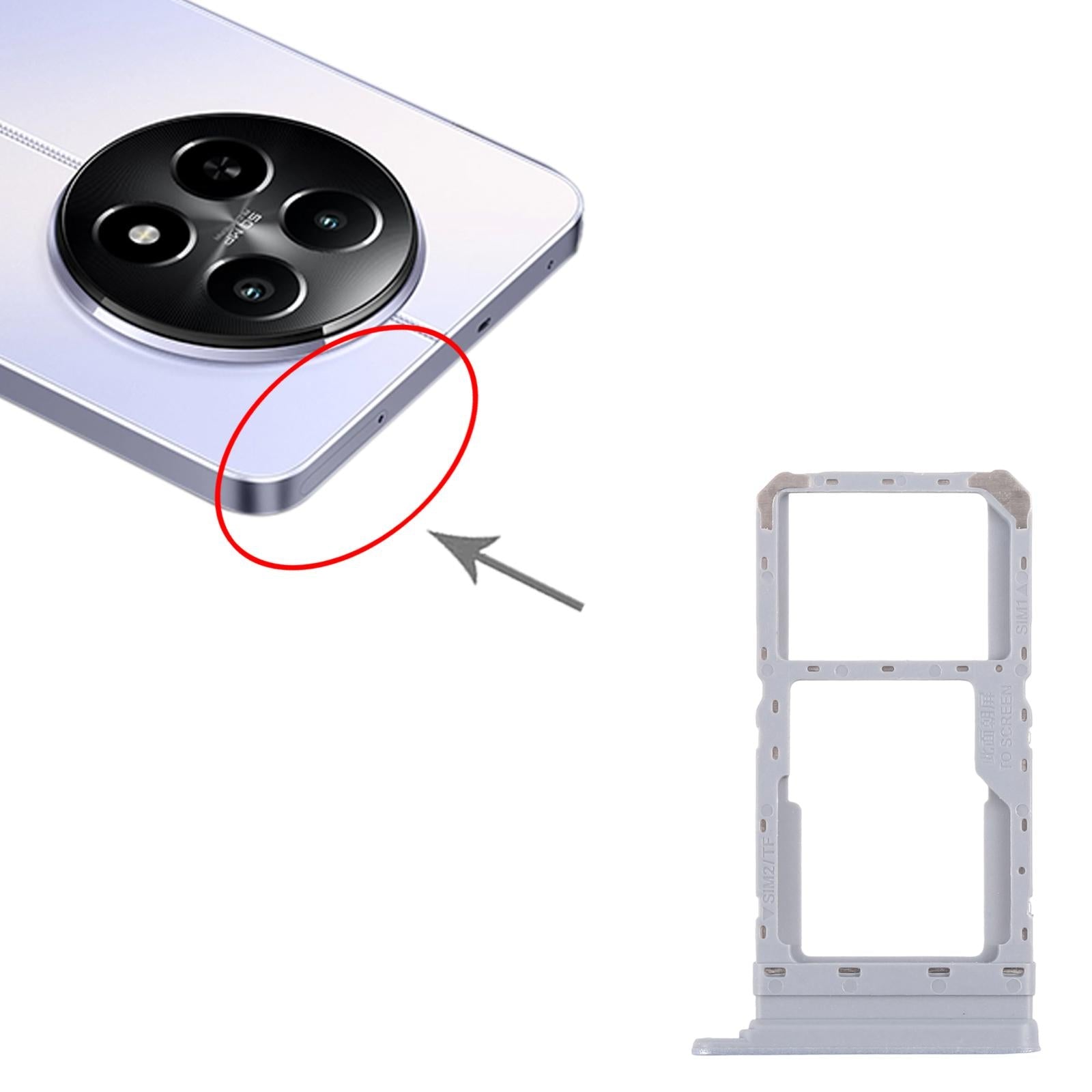 For Realme 12x India 5G RMX3998 10pcs Original SIM Card Tray + SIM Card Tray / Micro SD Card Tray (Blue)
