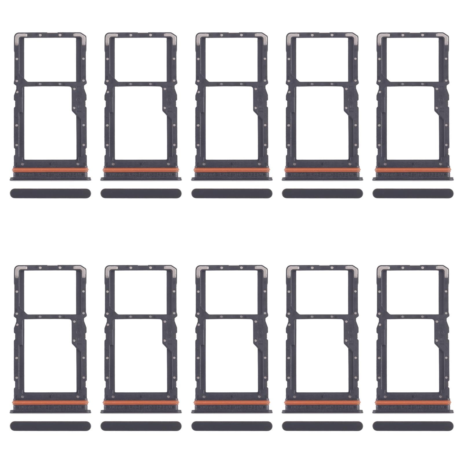 For Xiaomi Redmi 13 4G 10pcs SIM Card Tray + SIM Card Tray / Micro SD Card Tray (Black)