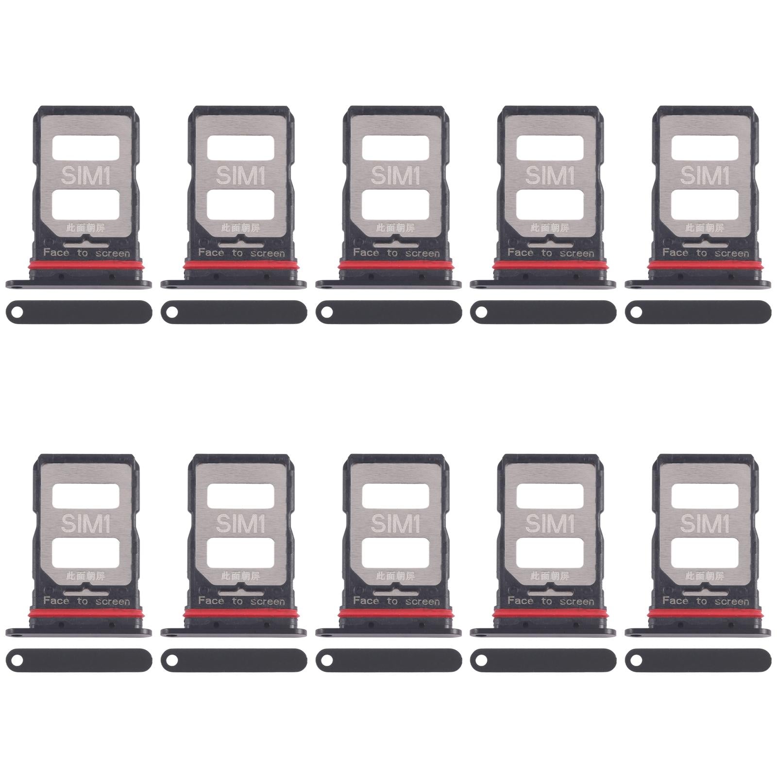 For Xiaomi Poco F6 Pro 10pcs SIM Card Tray + SIM Card Tray (Black)