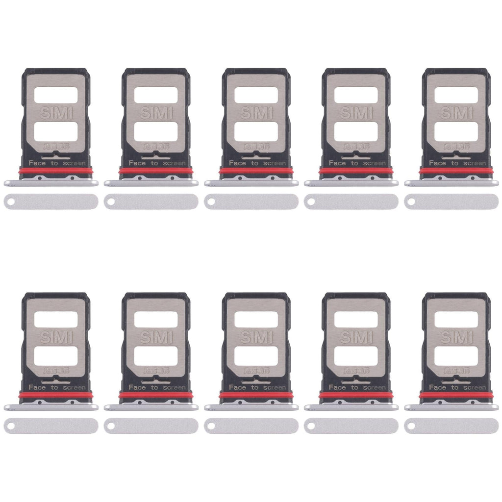For Xiaomi Poco F6 Pro 10pcs SIM Card Tray + SIM Card Tray (Silver)