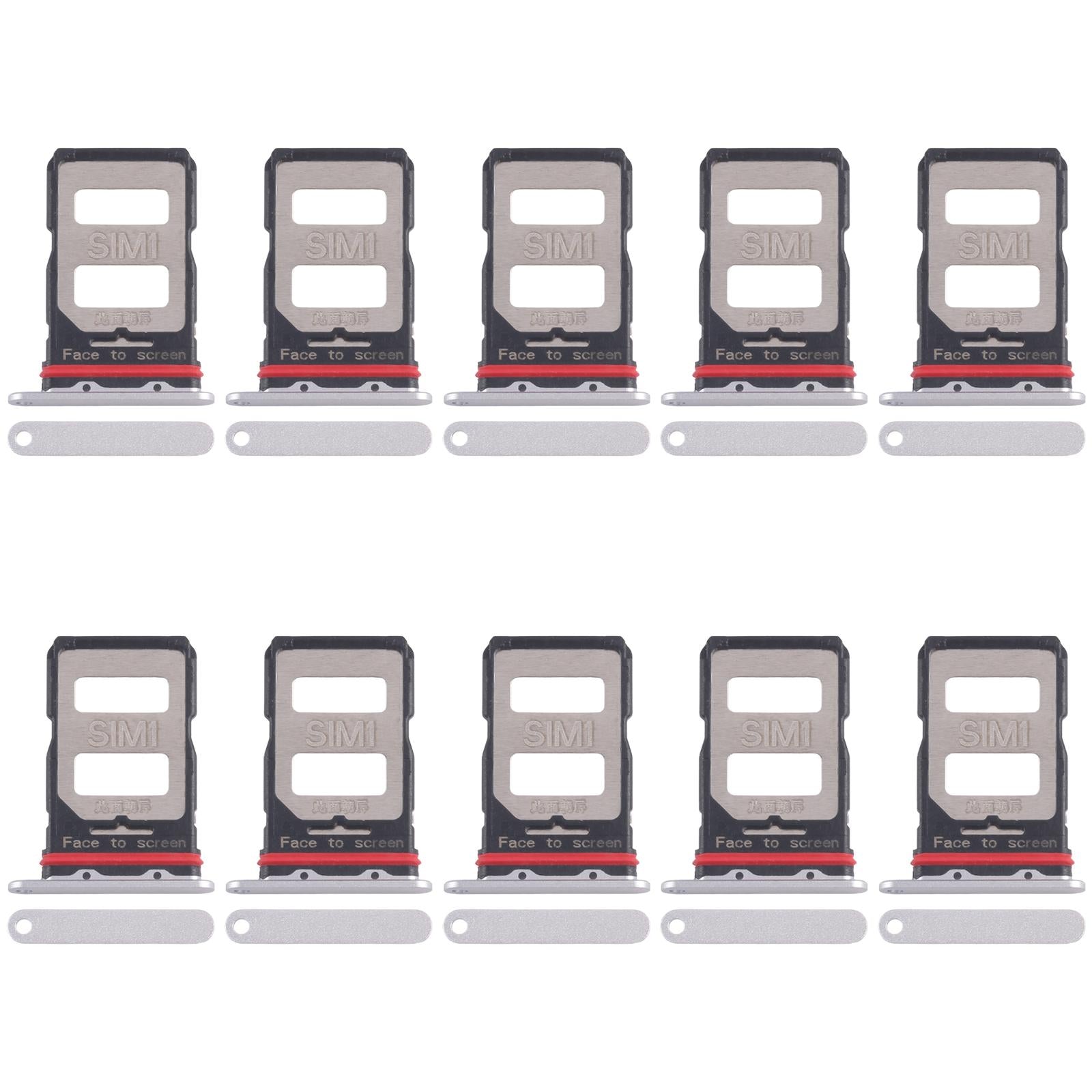 For Xiaomi Poco F6 Pro 10pcs SIM Card Tray + SIM Card Tray (Silver)