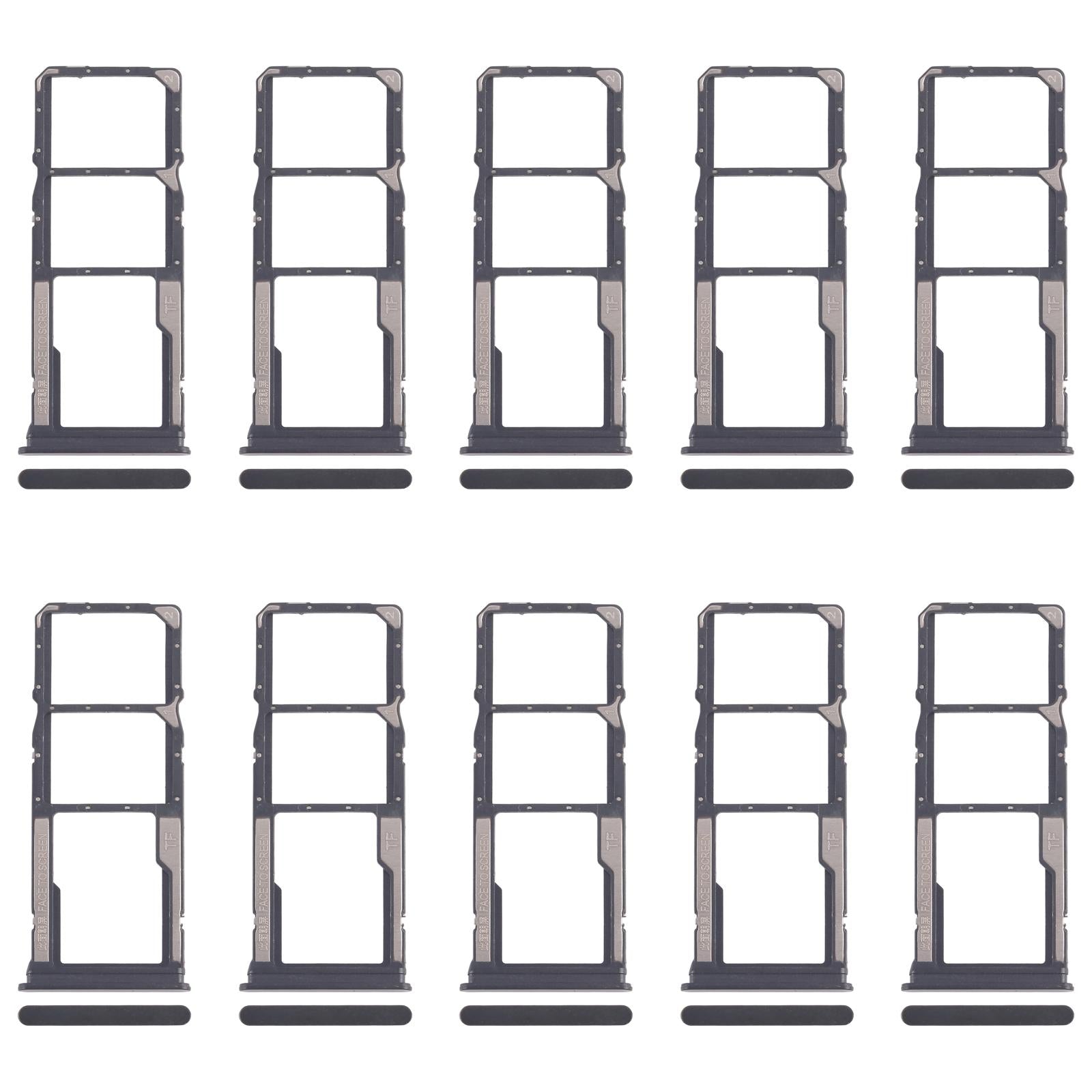 For Xiaomi Poco C75 10pcs SIM Card Tray + SIM Card Tray + Micro SD Card Tray (Black)