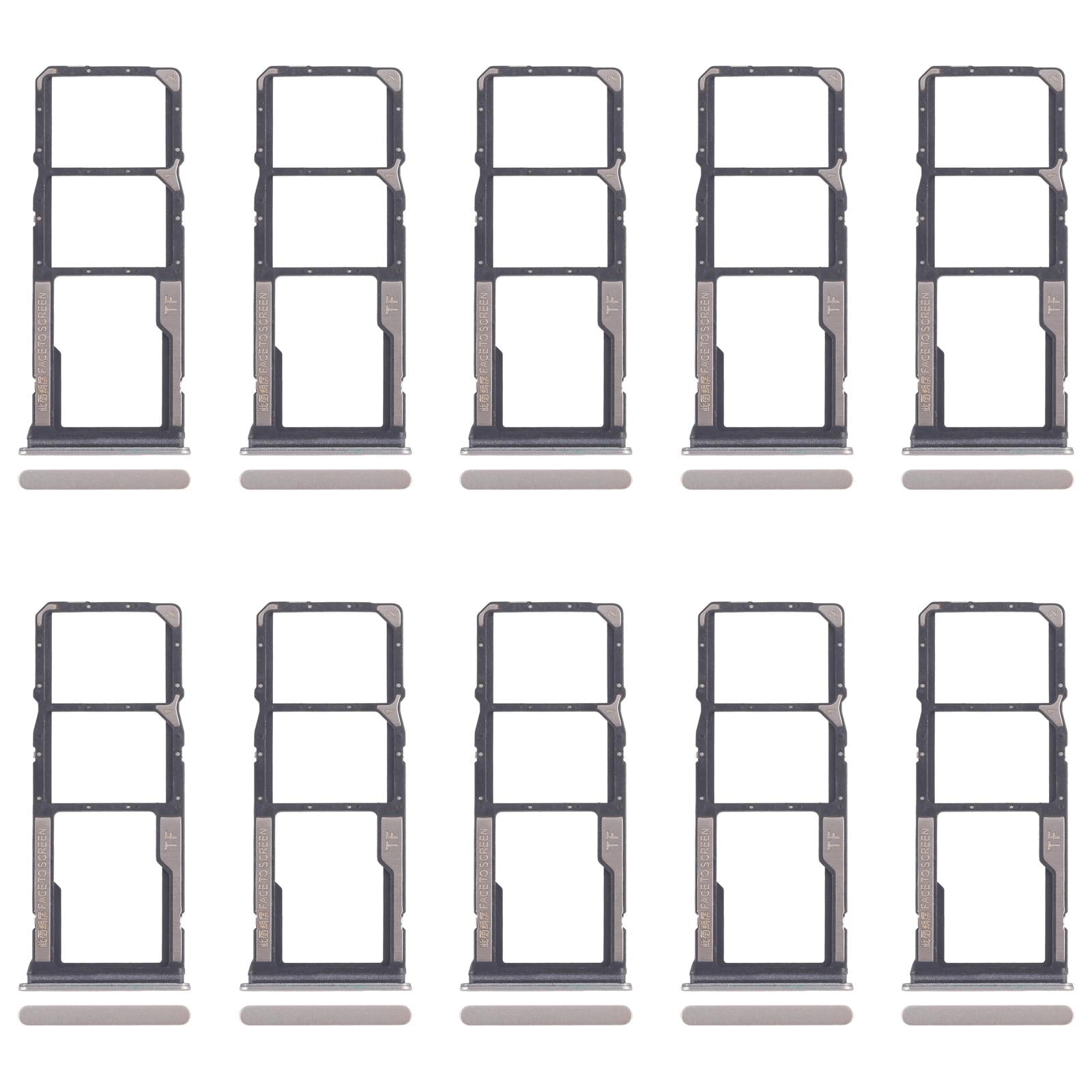 For Xiaomi Poco C75 10pcs SIM Card Tray + SIM Card Tray + Micro SD Card Tray (Gold)