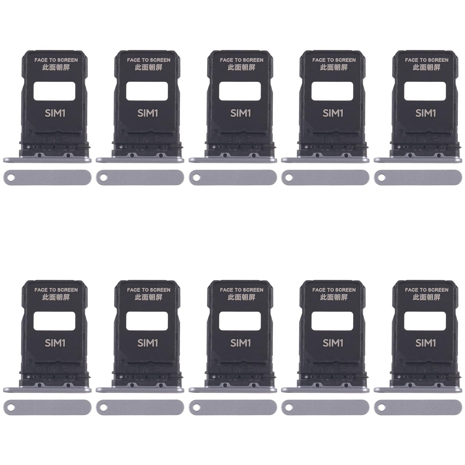 For Xiaomi 15 Pro 10pcs SIM Card Tray + SIM Card Tray (Silver)