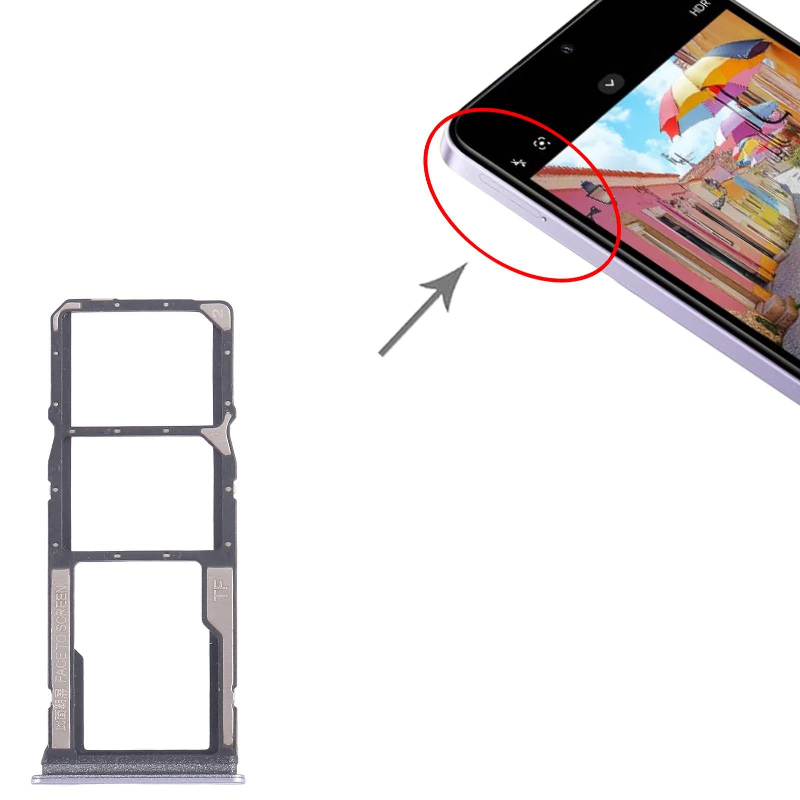 For Xiaomi Redmi A4 10pcs SIM Card Tray + SIM Card Tray + Micro SD Card Tray (Purple)