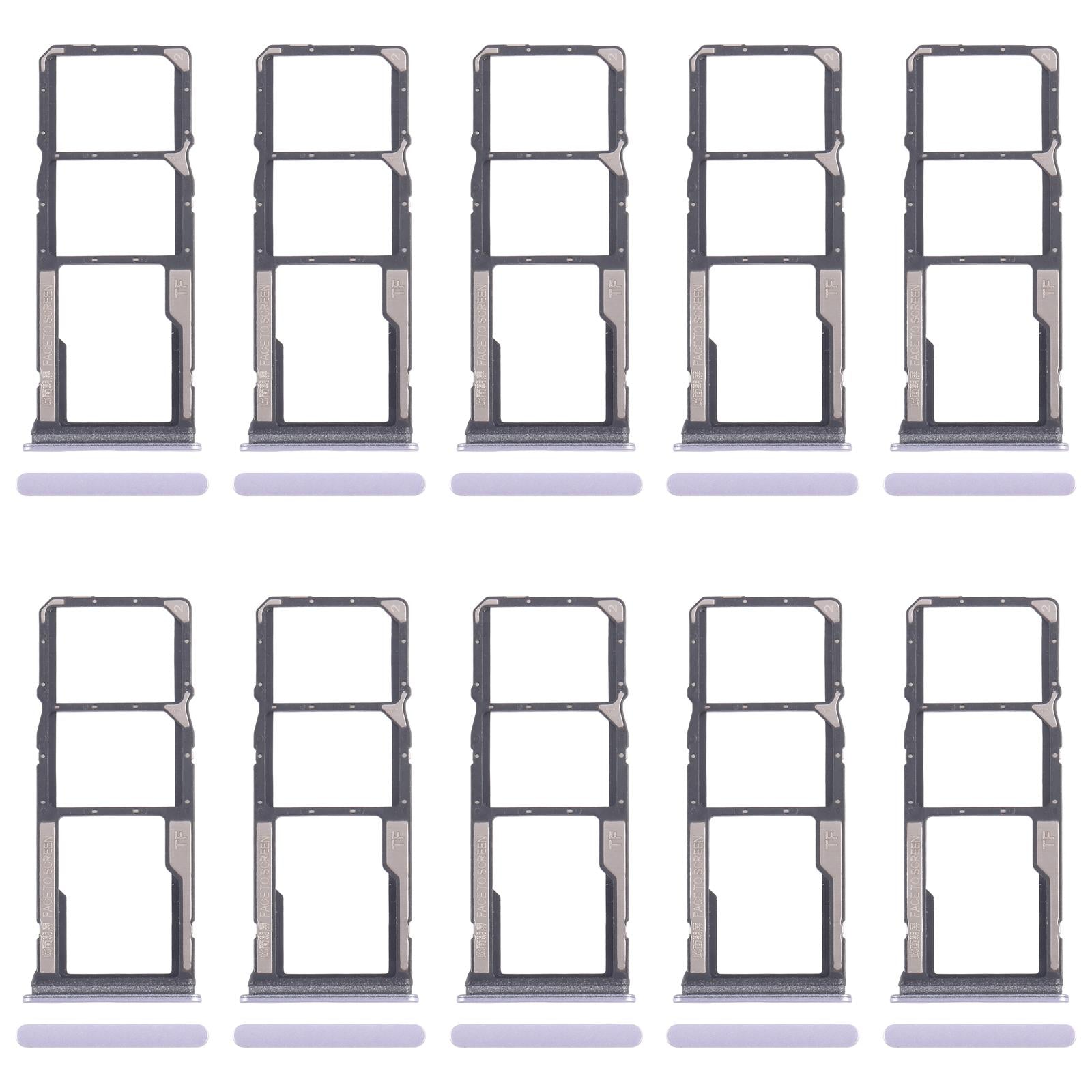 For Xiaomi Redmi A4 10pcs SIM Card Tray + SIM Card Tray + Micro SD Card Tray (Purple)