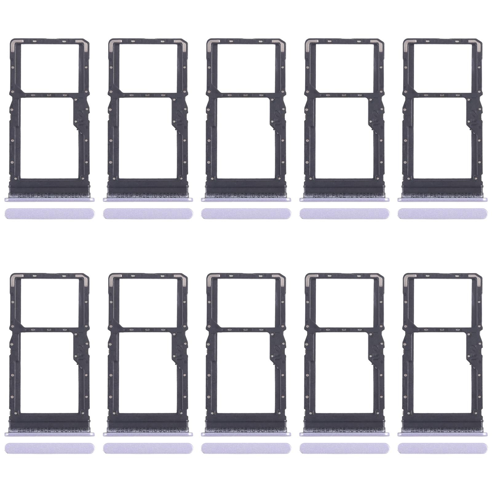 For Xiaomi Poco M6 4G 10pcs SIM Card Tray + SIM Card Tray / Micro SD Card Tray (Purple)