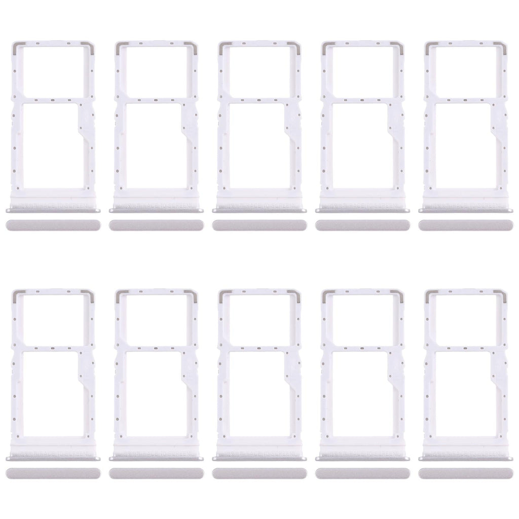 For Xiaomi Poco M6 4G 10pcs SIM Card Tray + SIM Card Tray / Micro SD Card Tray (Silver)