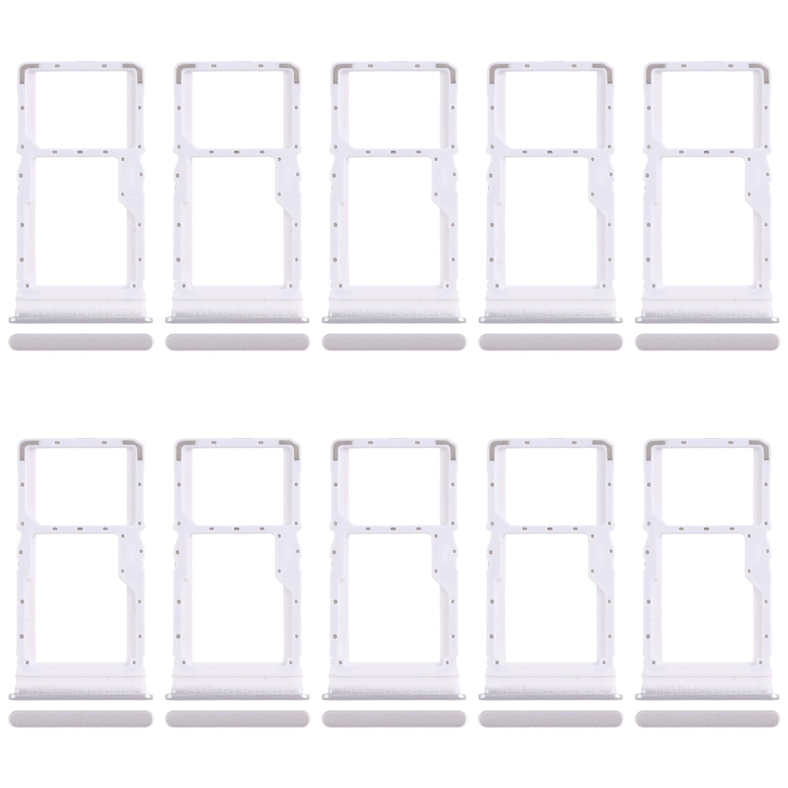 For Xiaomi Poco M6 4G 10pcs SIM Card Tray + SIM Card Tray / Micro SD Card Tray (Silver)
