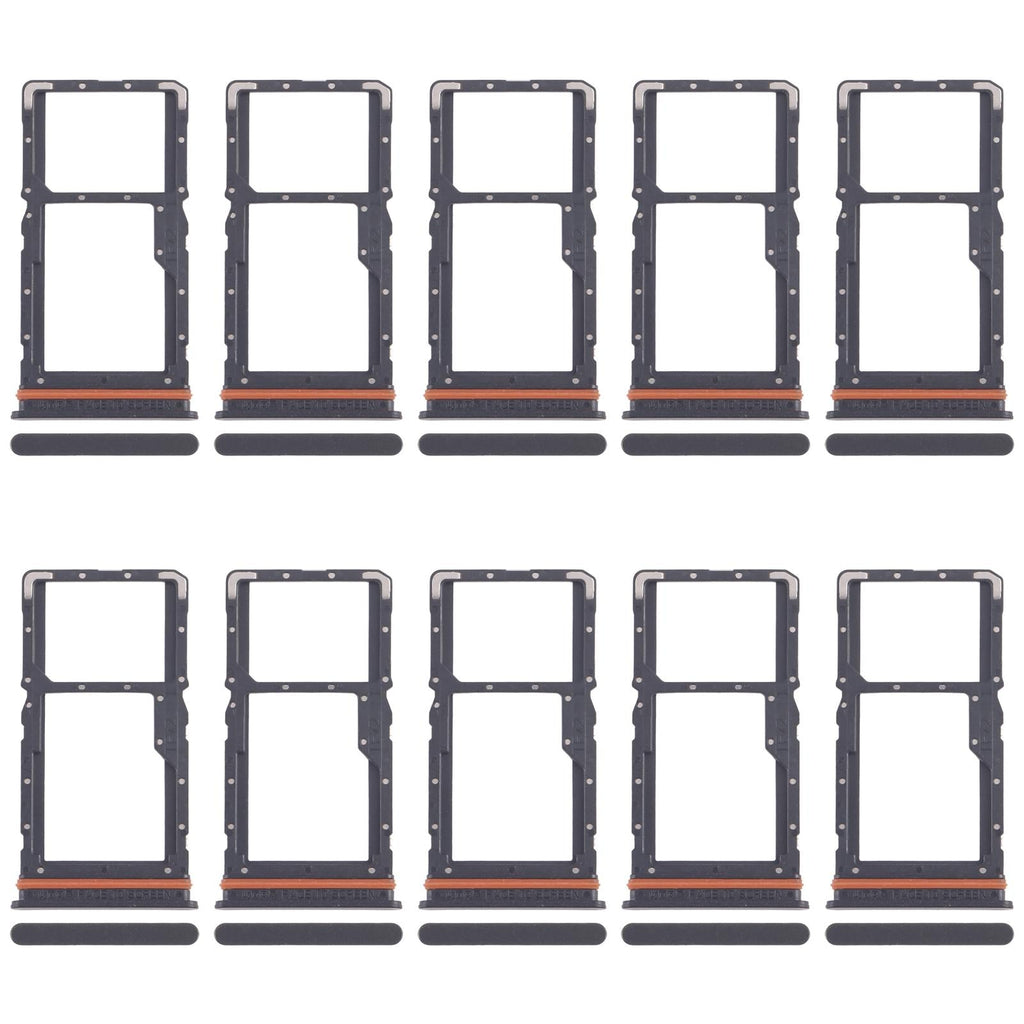 For Xiaomi Poco M6 Plus 10pcs SIM Card Tray + SIM Card Tray / Micro SD Card Tray (Black)