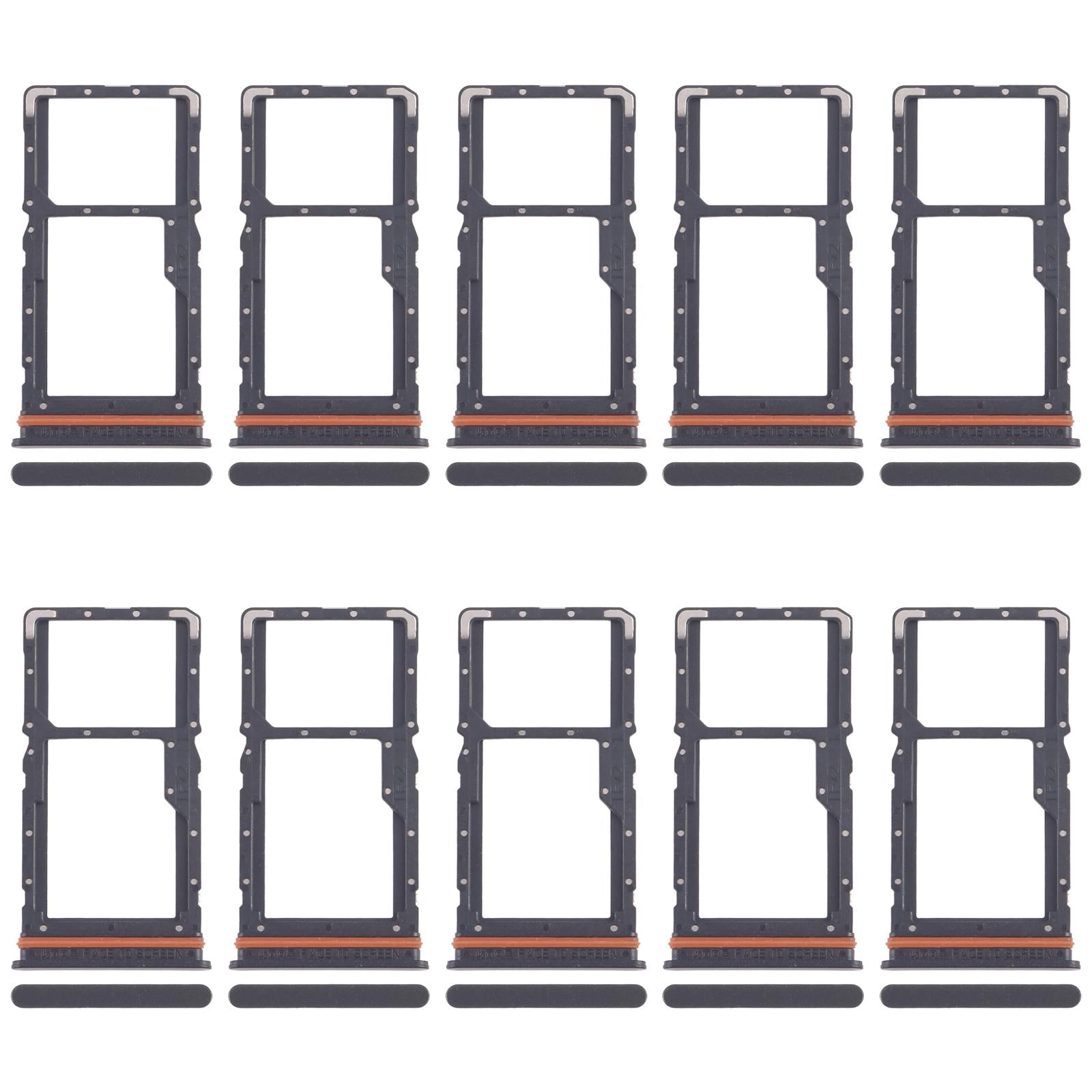 For Xiaomi Poco M6 Plus 10pcs SIM Card Tray + SIM Card Tray / Micro SD Card Tray (Black)
