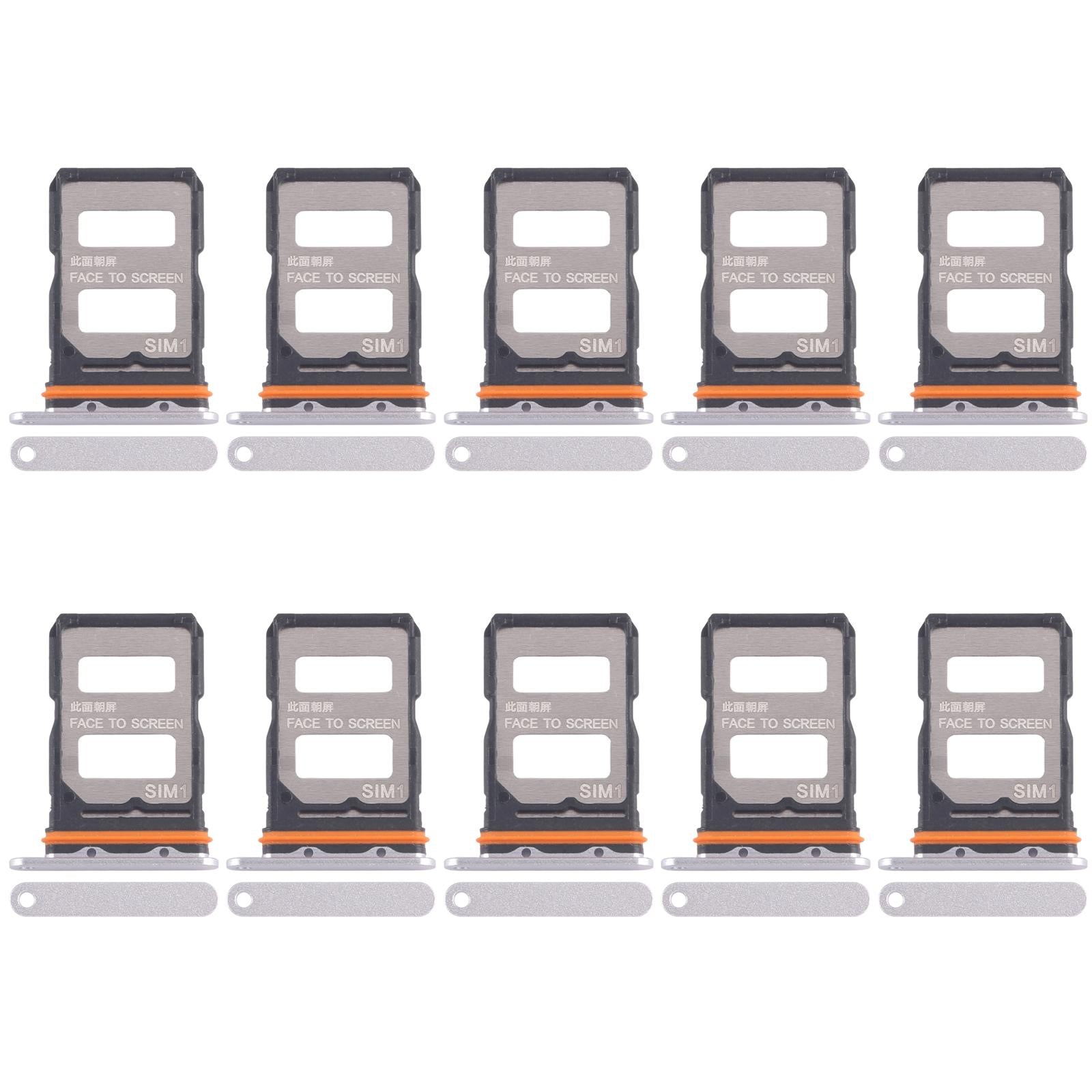 For Xiaomi Redmi K70 Ultra 10pcs SIM Card Tray + SIM Card Tray (Silver)