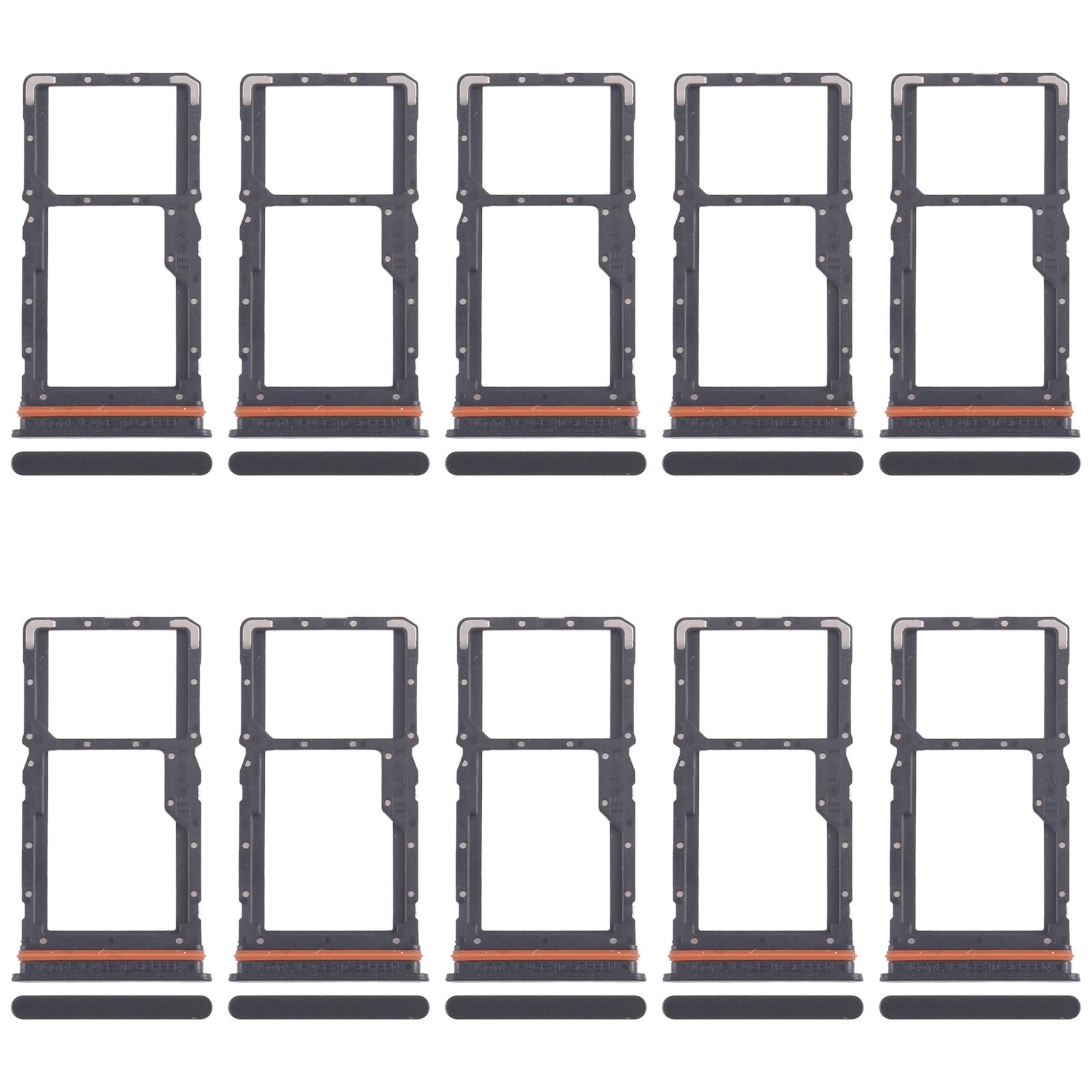 For Xiaomi Redmi Note 13R 10pcs SIM Card Tray + SIM Card Tray / Micro SD Card Tray (Black)
