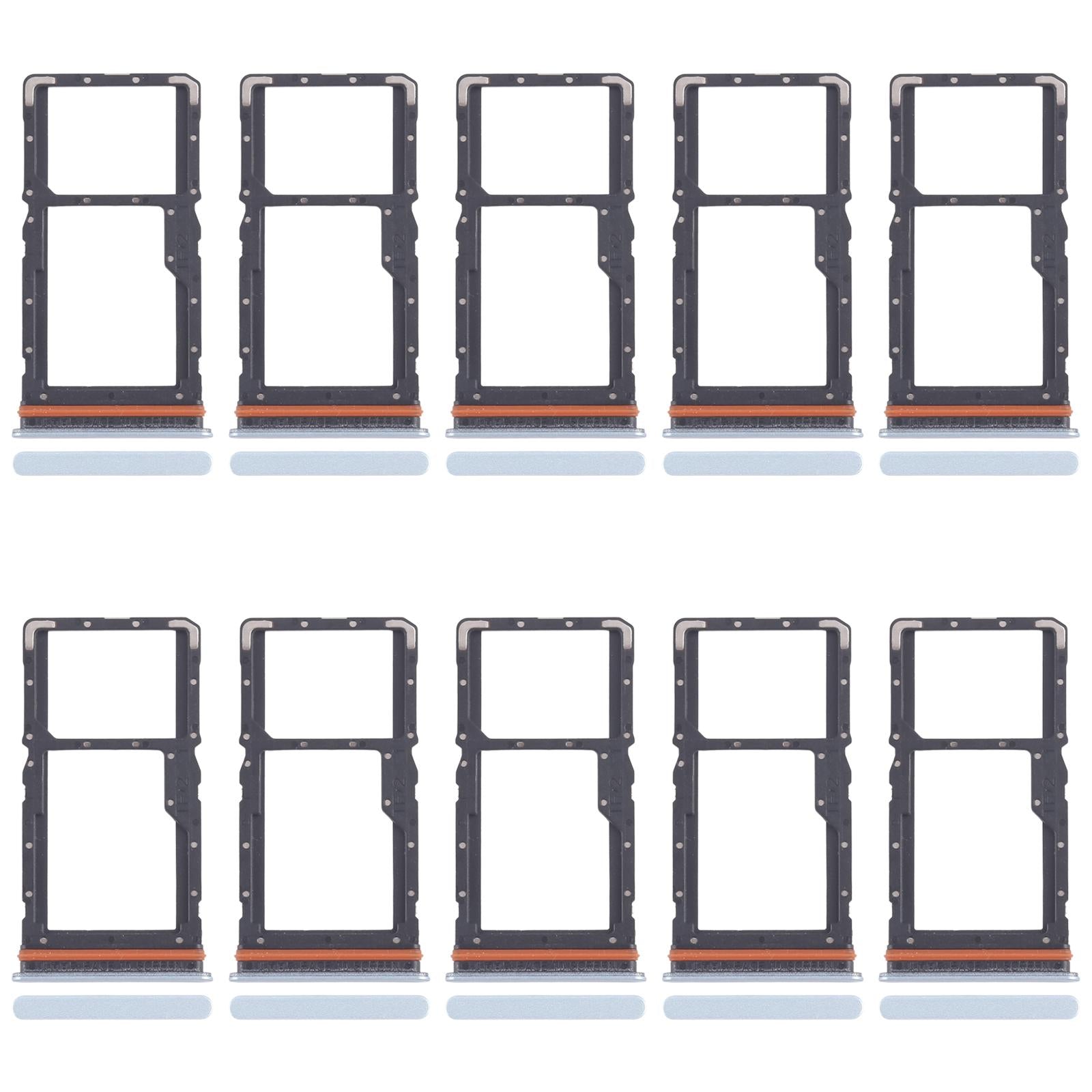 For Xiaomi Redmi Note 13R 10pcs SIM Card Tray + SIM Card Tray / Micro SD Card Tray (Blue)