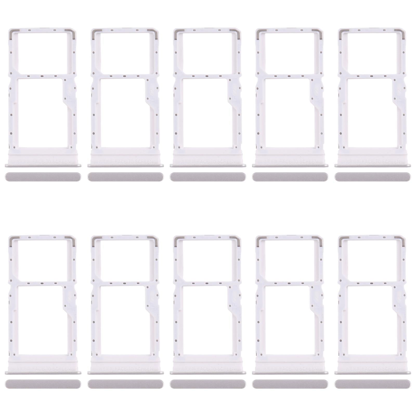 For Xiaomi Redmi Note 13R 10pcs SIM Card Tray + SIM Card Tray / Micro SD Card Tray (Silver)