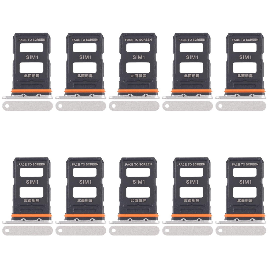 For Xiaomi 14 Ultra 10pcs SIM Card Tray + SIM Card Tray (Silver)