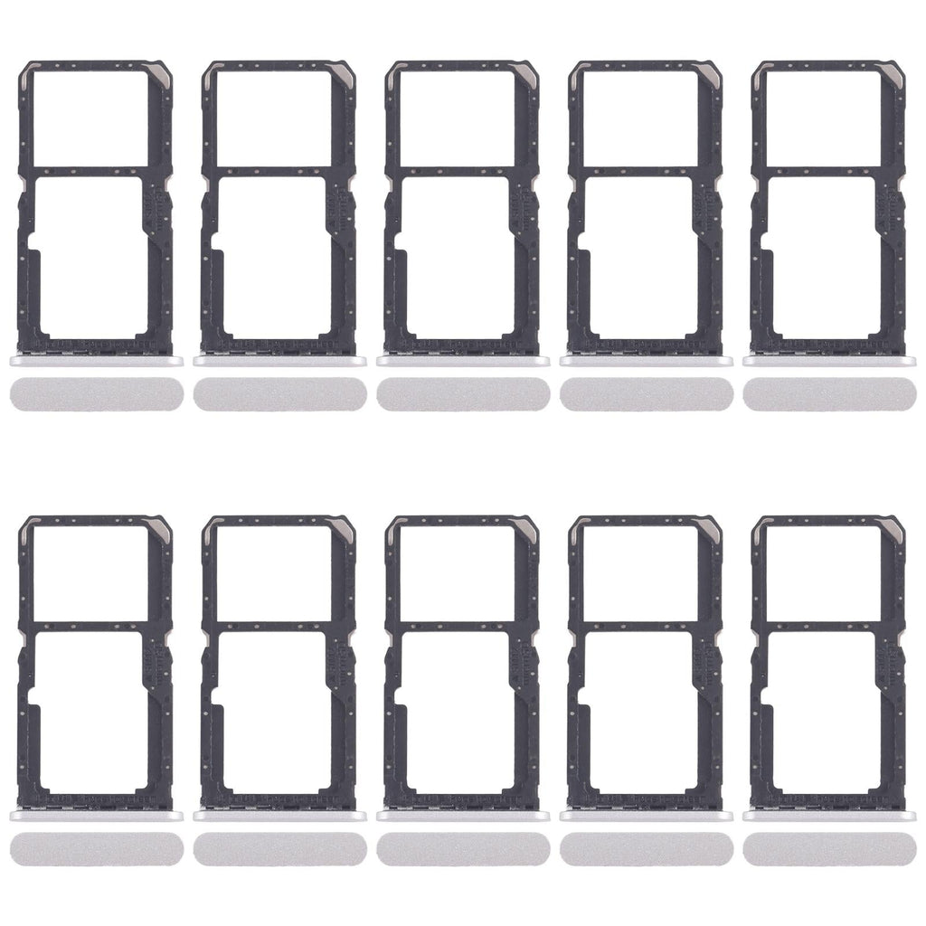 For Xiaomi Redmi A3x 10pcs SIM Card Tray + SIM Card Tray / Micro SD Card Tray (Silver)