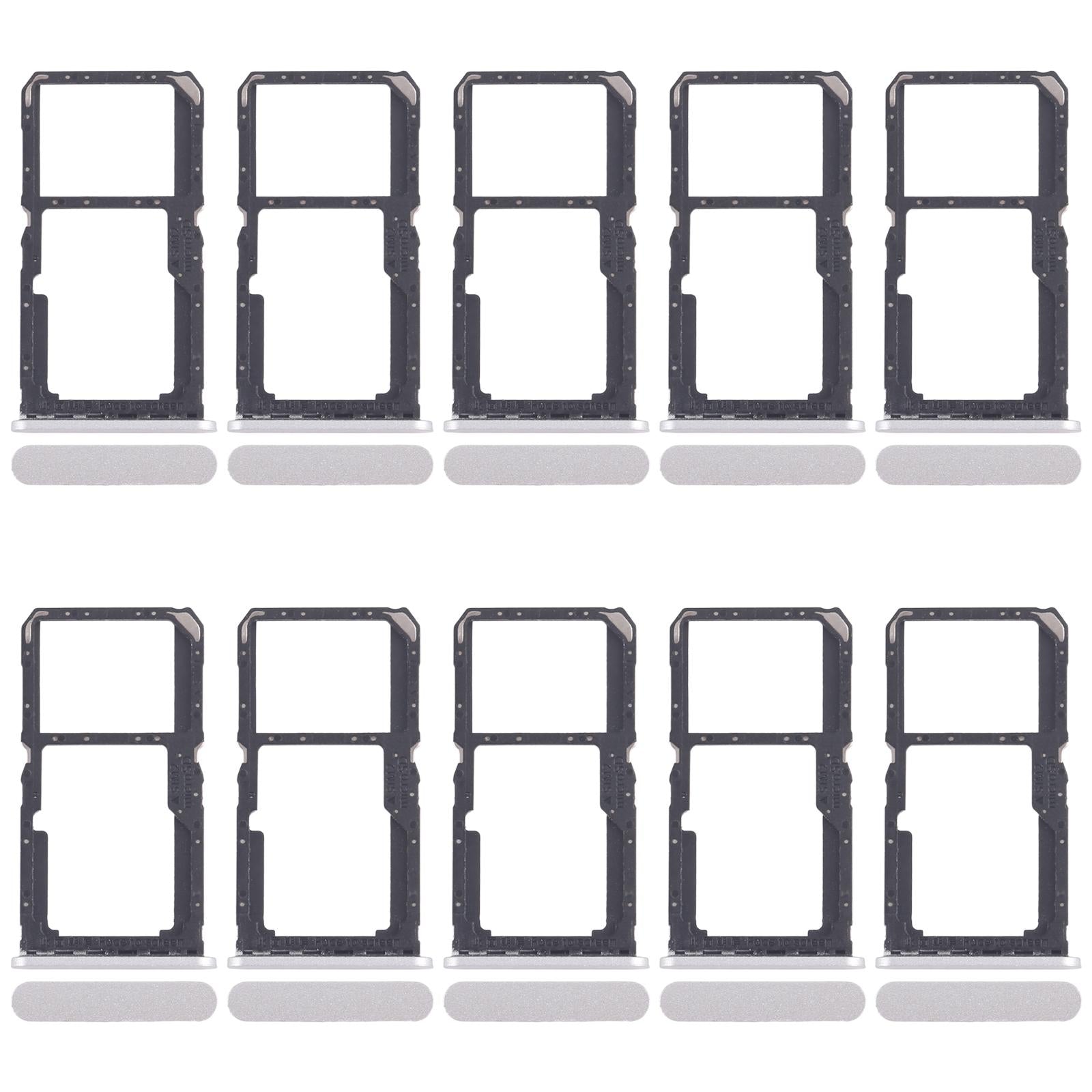 For Xiaomi Redmi A3x 10pcs SIM Card Tray + SIM Card Tray / Micro SD Card Tray (Silver)