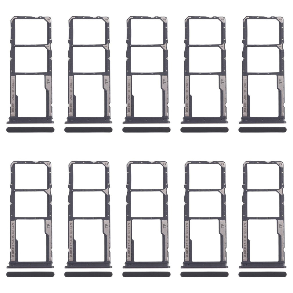 For Xiaomi Poco M6 Pro 4G 10pcs SIM Card Tray + SIM Card Tray + Micro SD Card Tray (Black)
