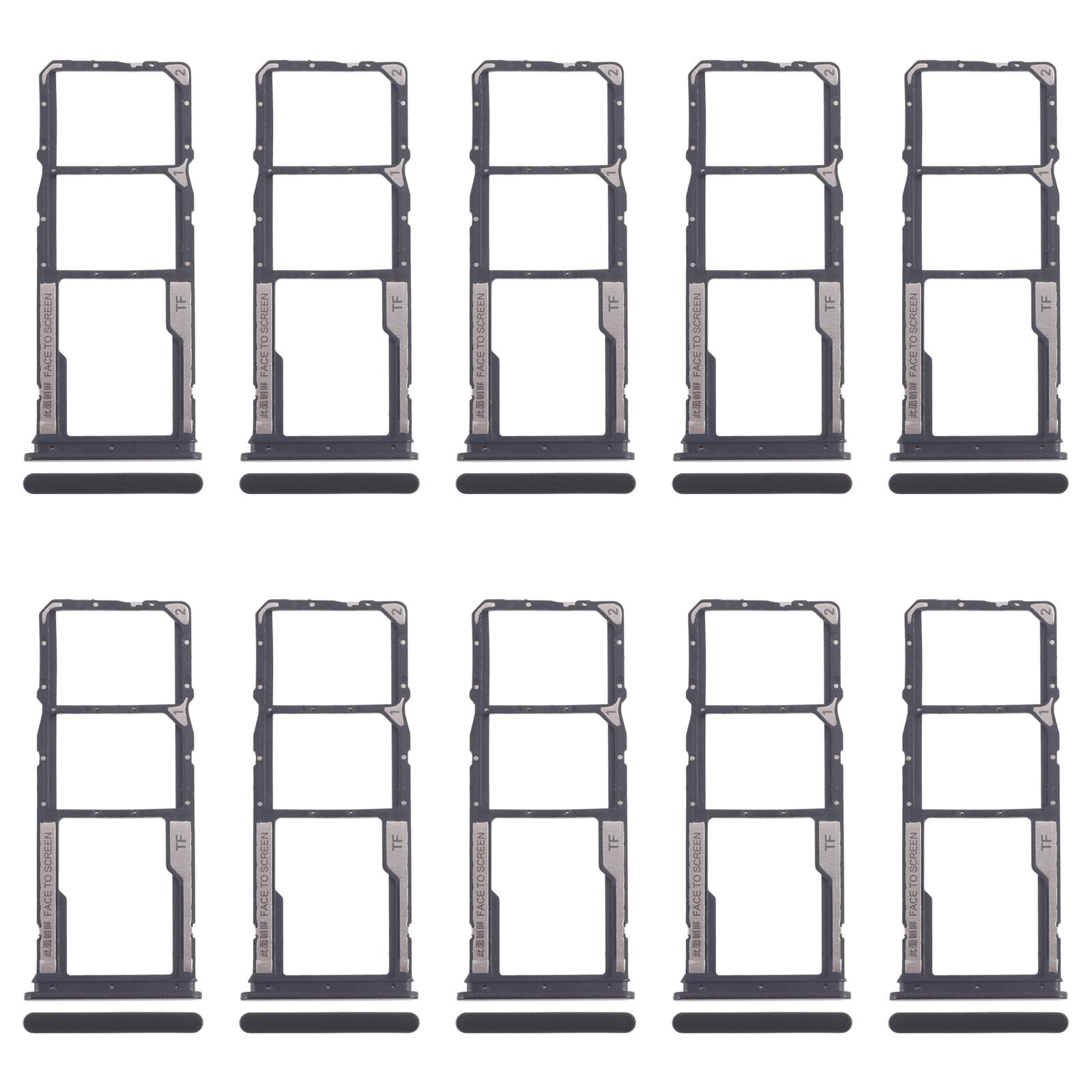 For Xiaomi Poco M6 Pro 4G 10pcs SIM Card Tray + SIM Card Tray + Micro SD Card Tray (Black)