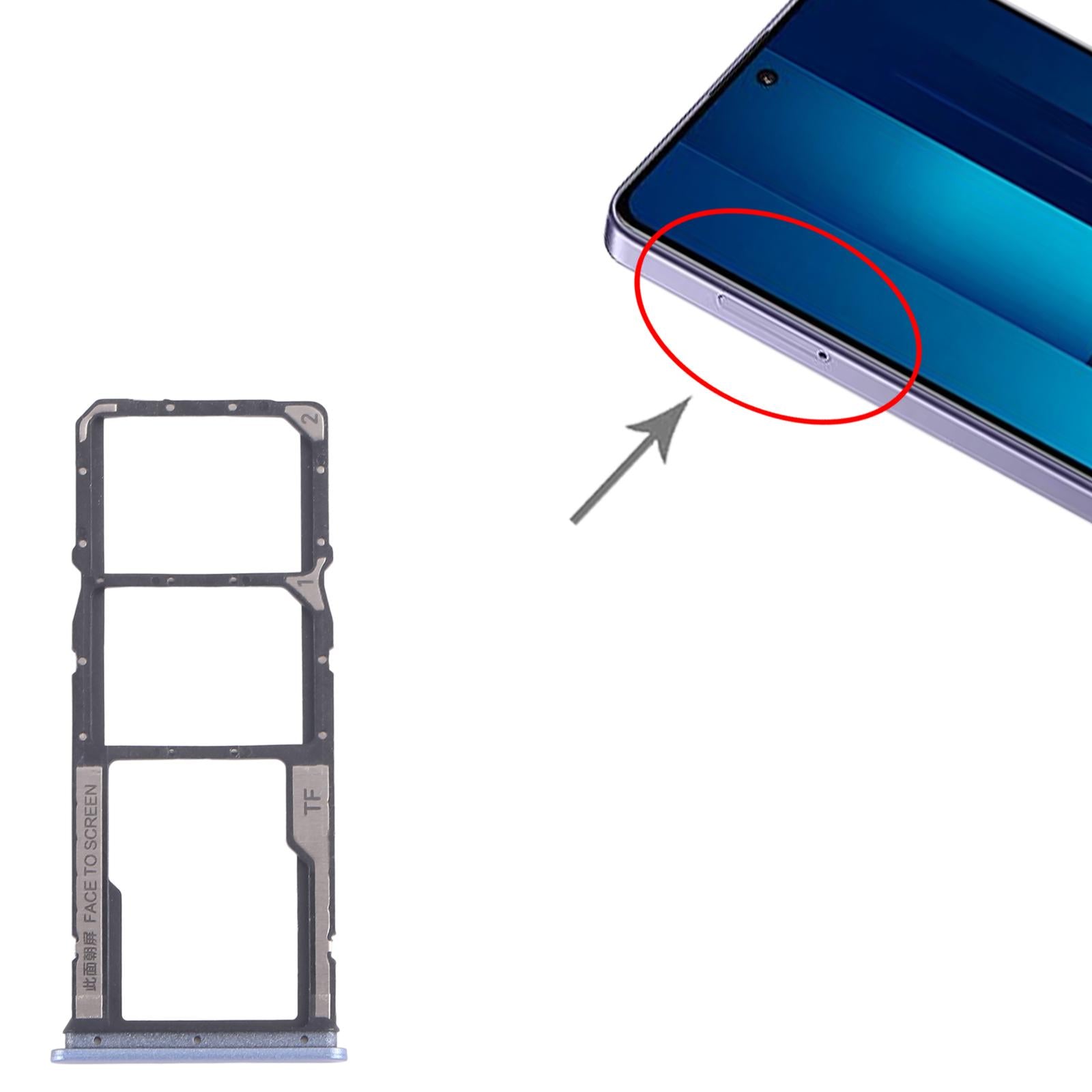 For Xiaomi Poco M6 Pro 4G 10pcs SIM Card Tray + SIM Card Tray + Micro SD Card Tray (Blue)
