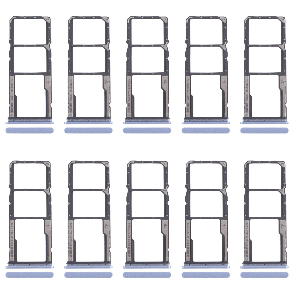 For Xiaomi Poco M6 Pro 4G 10pcs SIM Card Tray + SIM Card Tray + Micro SD Card Tray (Blue)