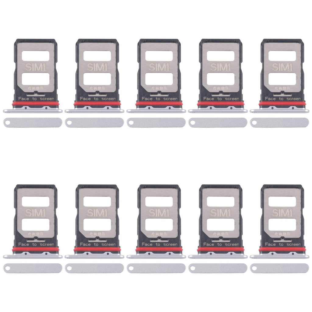 For Xiaomi Redmi K70 10pcs SIM Card Tray + SIM Card Tray (Silver)