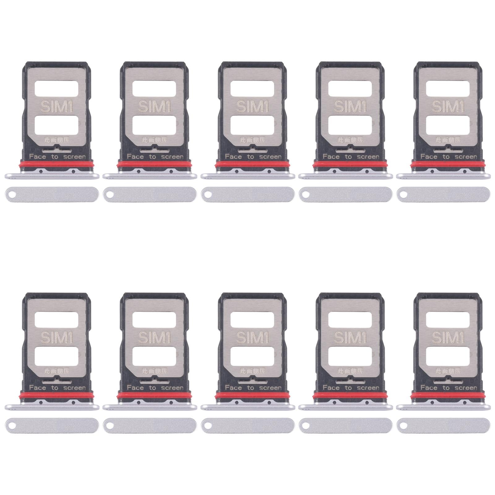 For Xiaomi Redmi K70 10pcs SIM Card Tray + SIM Card Tray (Silver)