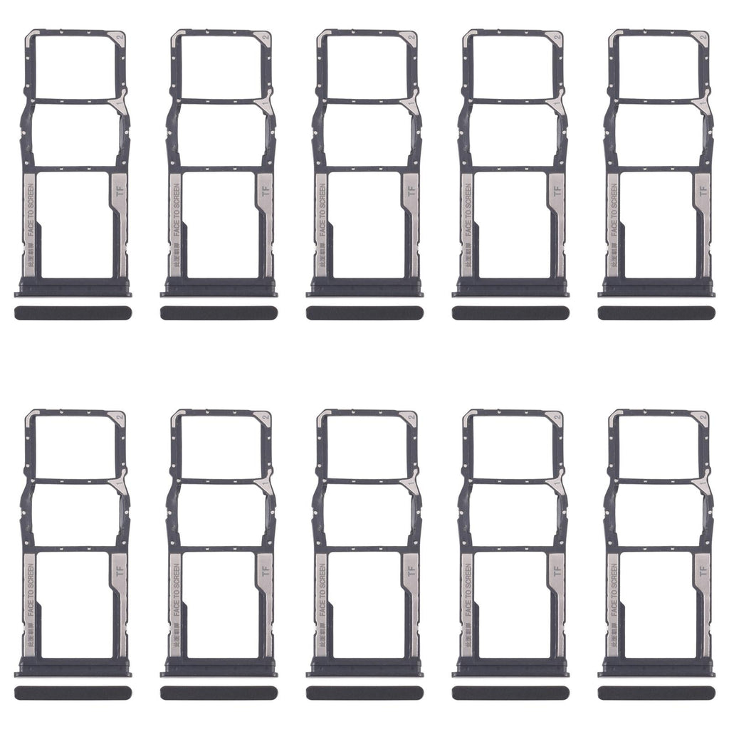 For Xiaomi Redmi 13C 5G 10pcs SIM Card Tray + SIM Card Tray + Micro SD Card Tray (Black)