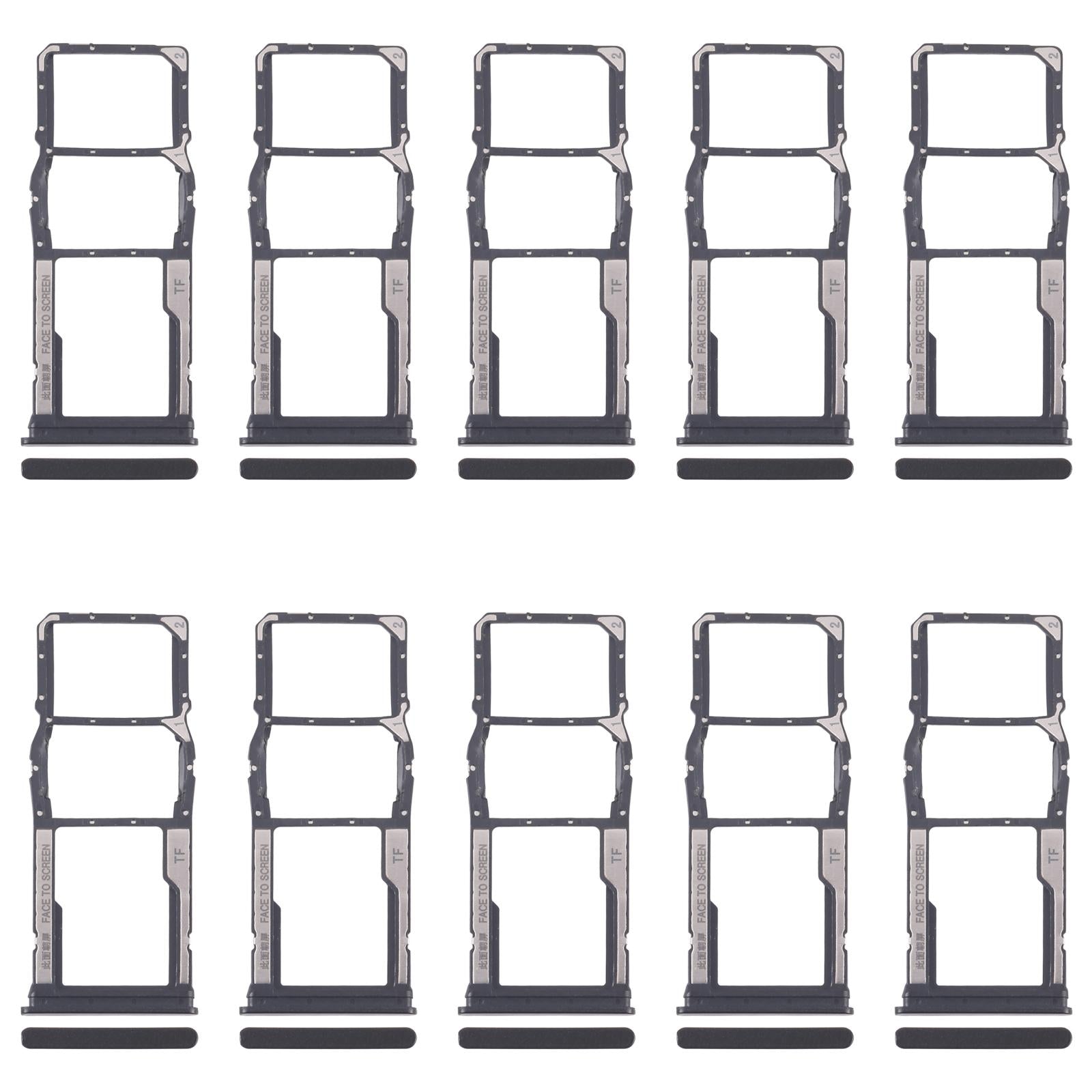 For Xiaomi Redmi 13C 5G 10pcs SIM Card Tray + SIM Card Tray + Micro SD Card Tray (Black)