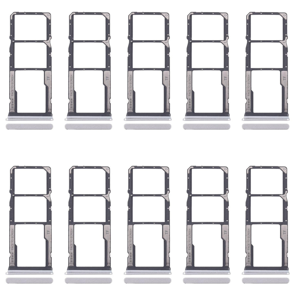 For Xiaomi Redmi 13C 5G 10pcs SIM Card Tray + SIM Card Tray + Micro SD Card Tray (Silver)