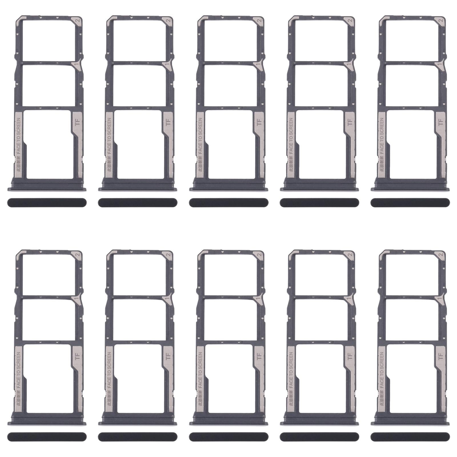 For Xiaomi Redmi 14C 5G 10pcs SIM Card Tray + SIM Card Tray + Micro SD Card Tray (Black)