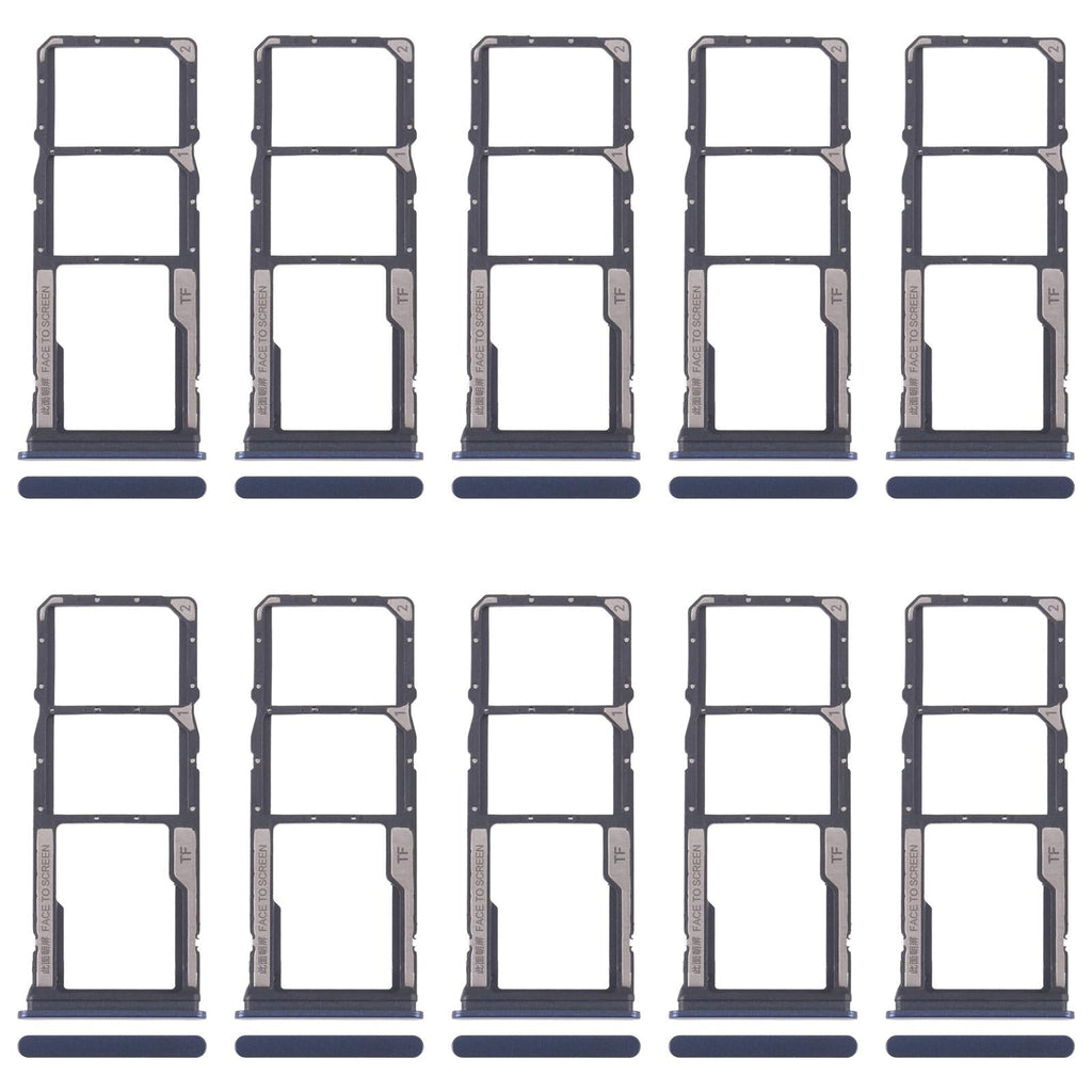 For Xiaomi Redmi 14C 5G 10pcs SIM Card Tray + SIM Card Tray + Micro SD Card Tray (Blue)