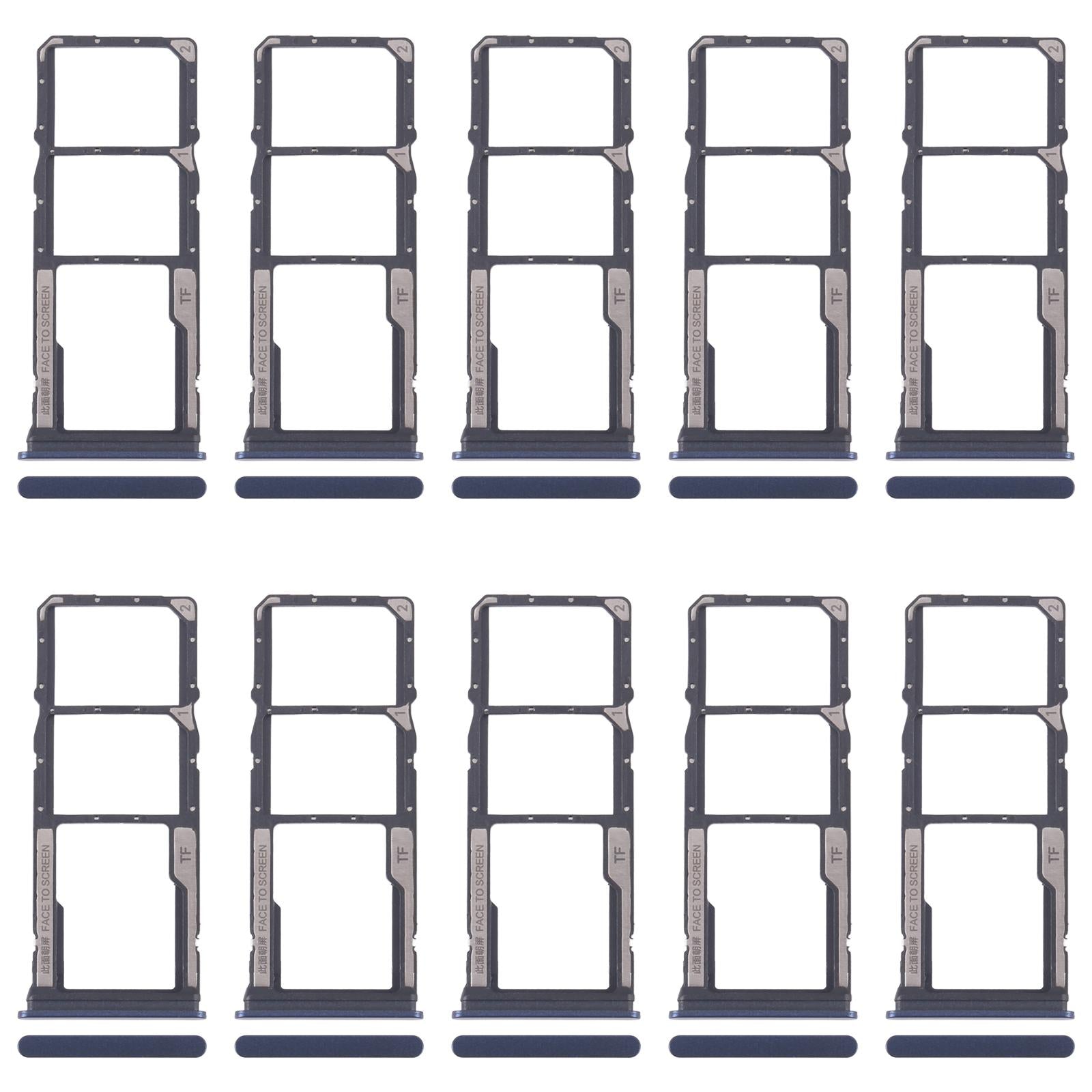 For Xiaomi Redmi 14C 5G 10pcs SIM Card Tray + SIM Card Tray + Micro SD Card Tray (Blue)