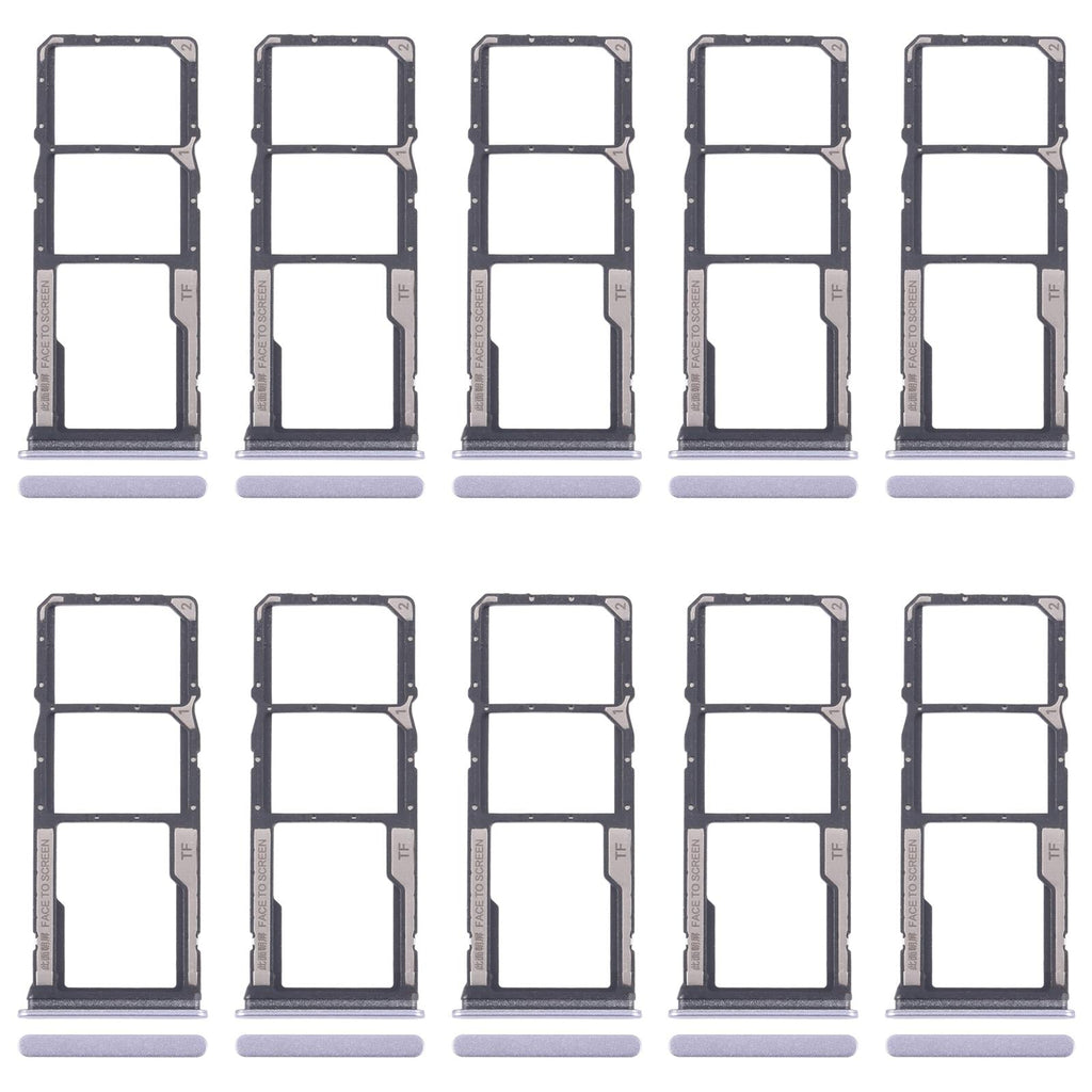 For Xiaomi Redmi 14C 5G 10pcs SIM Card Tray + SIM Card Tray + Micro SD Card Tray (Purple)