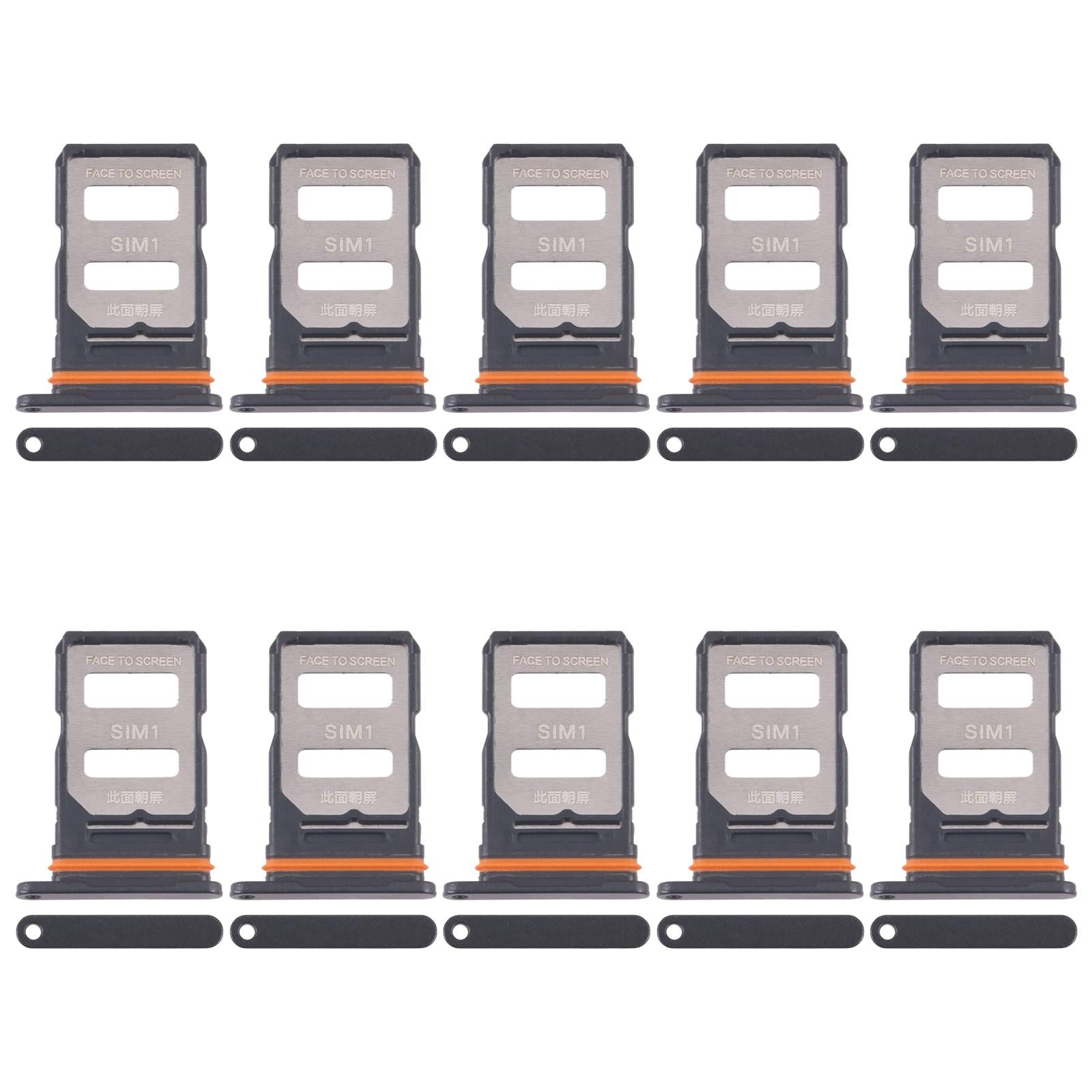 For Xiaomi Poco X7 Pro 10pcs SIM Card Tray + SIM Card Tray (Black)