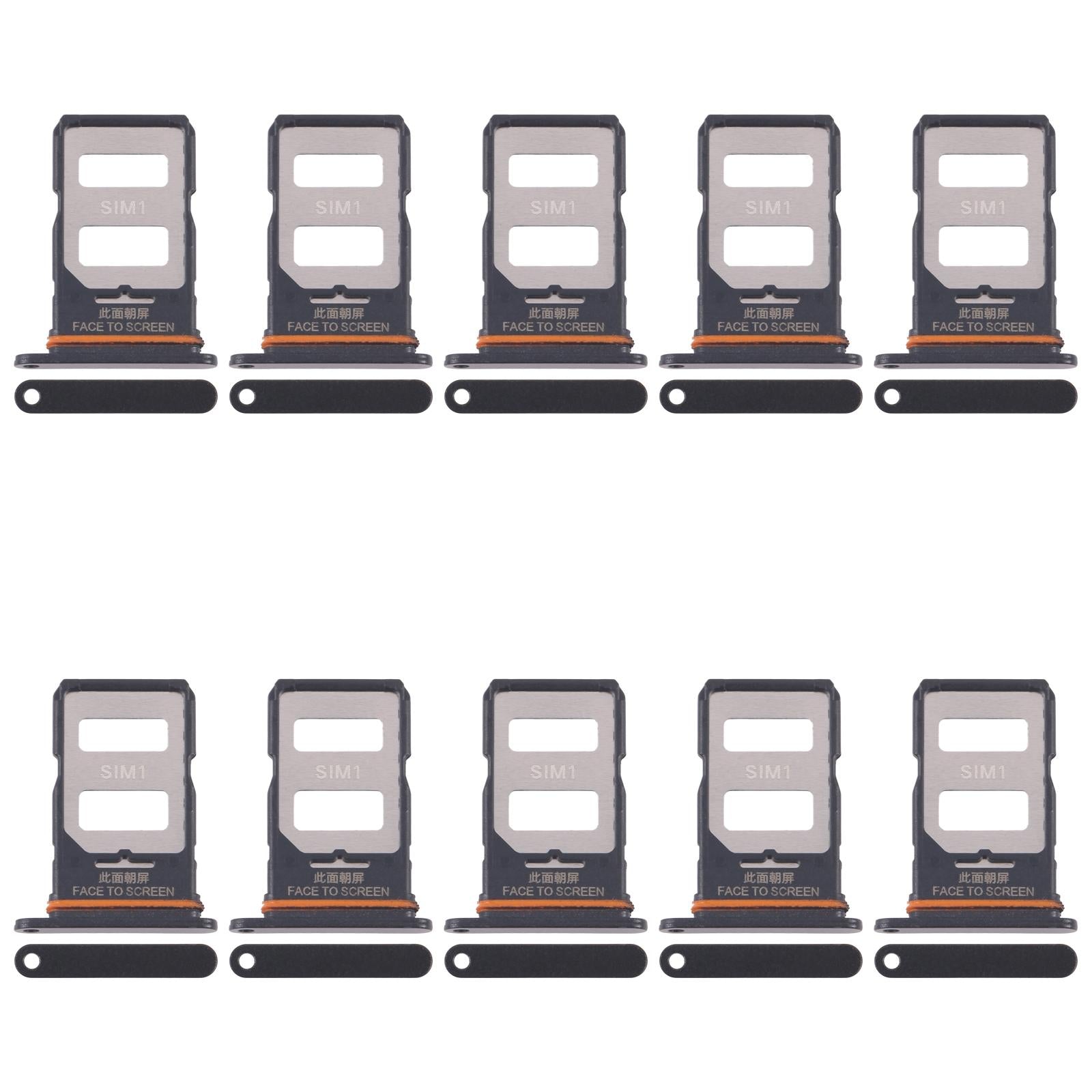 For Xiaomi Poco X6 10pcs SIM Card Tray + SIM Card Tray (Black)