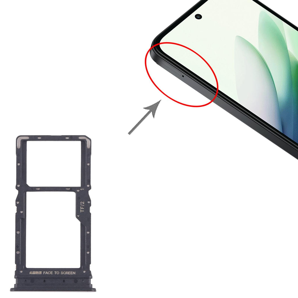 For Xiaomi Redmi 15 5G 10pcs SIM Card Tray + SIM Card Tray / Micro SD Card Tray (Black)