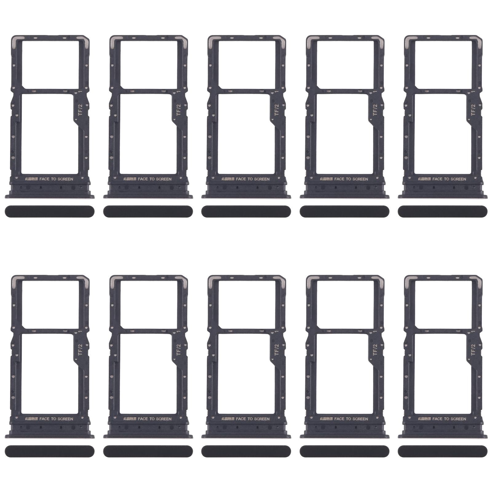 For Xiaomi Redmi 15 5G 10pcs SIM Card Tray + SIM Card Tray / Micro SD Card Tray (Black)