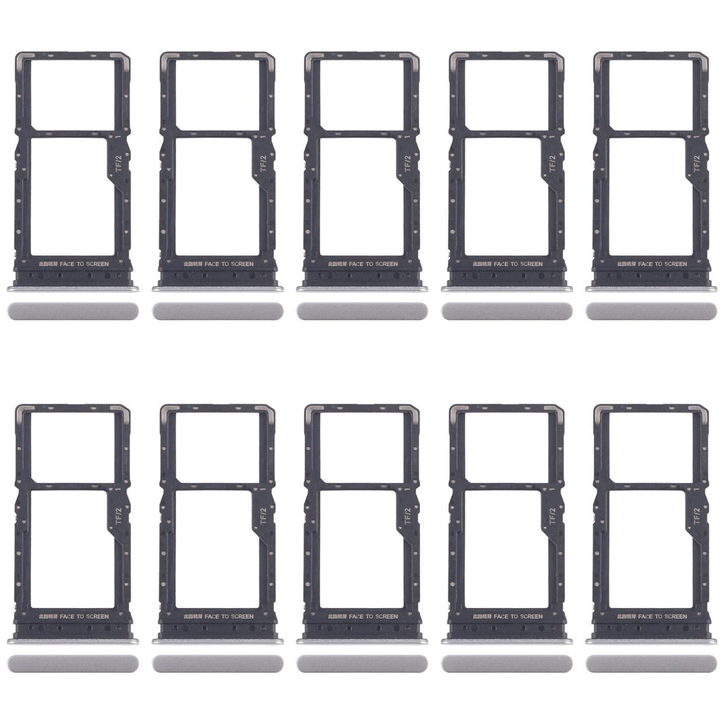 For Xiaomi Redmi 15 5G 10pcs SIM Card Tray + SIM Card Tray / Micro SD Card Tray (Silver)